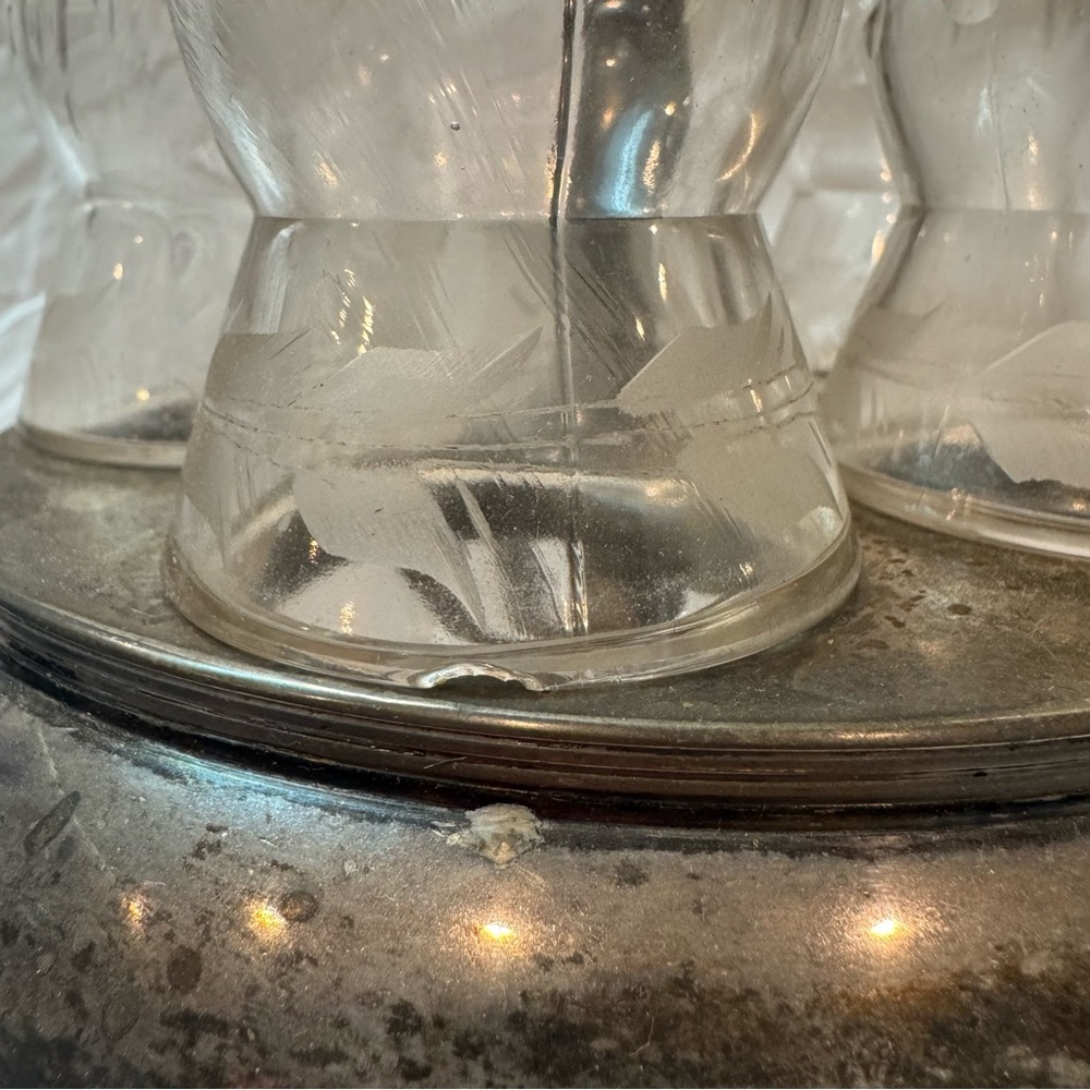 Antique 1800s Silver Cruet Set with Glass Bottles by Pairpoint Mfg. Co - Picture 5 of 14